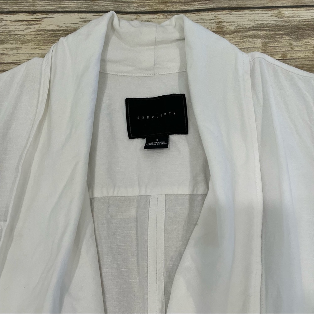 Anthropologie Sanctuary White Linen Blend Open Front Vest - Picture 10 of 14